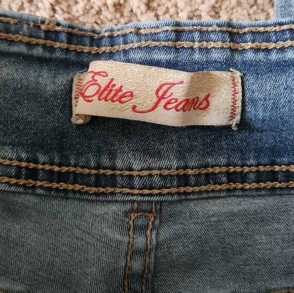 Y2K chunky belted stretch flare jeans center seam vintage denim juniors 11 - Picture 5 of 7